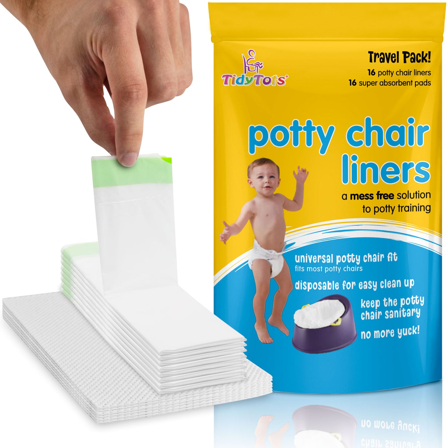 Tidy Tots Disposable Potty Chair Liners | Travel Pack of Liners + Absorbent Pads